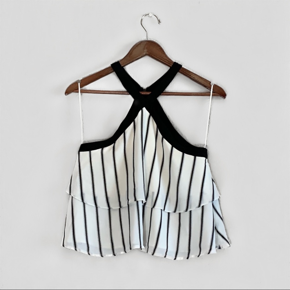 GIANNI BINI STRIPED BLCK & WHITE BLOUSE